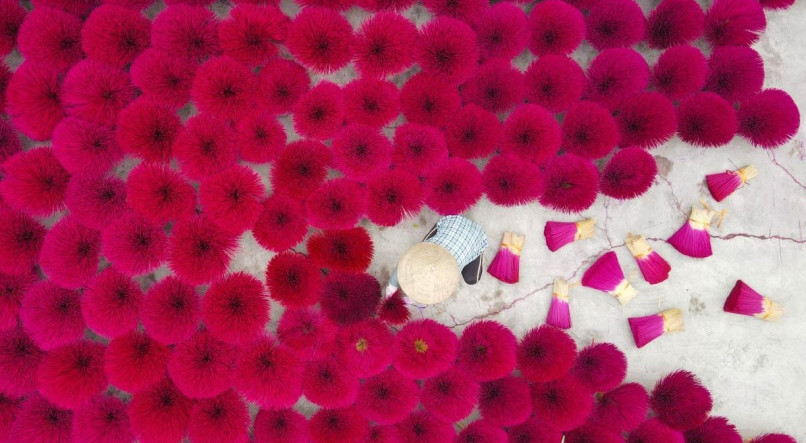 A aldeia rosa de incensos está fazendo sucesso no Vietnã