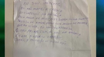 Carta que teria sido assinada pelo suspeito de assassinar a menina Beatriz