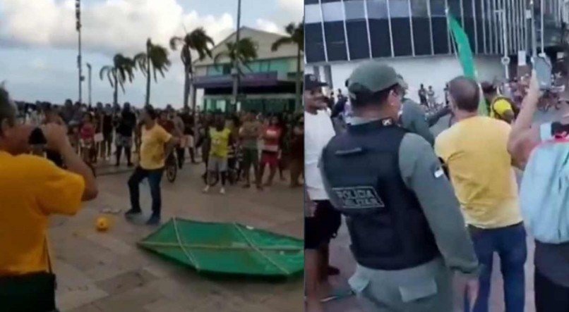 Vídeos mostram reação do público à manifestação de bolsonaristas no Marco Zero do Recife