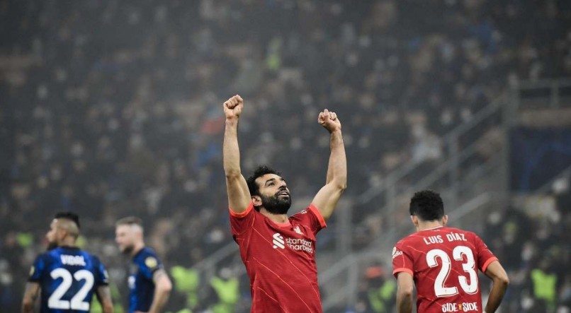 Salah marcou um dos gols da vit&oacute;ria por 2 x 0 do Liverpool sobre a Inter no jogo de ida