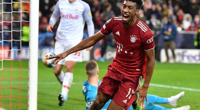 Coman evitou a derrota do Bayern para o RB Salzburg no jogo de ida pela Champions League