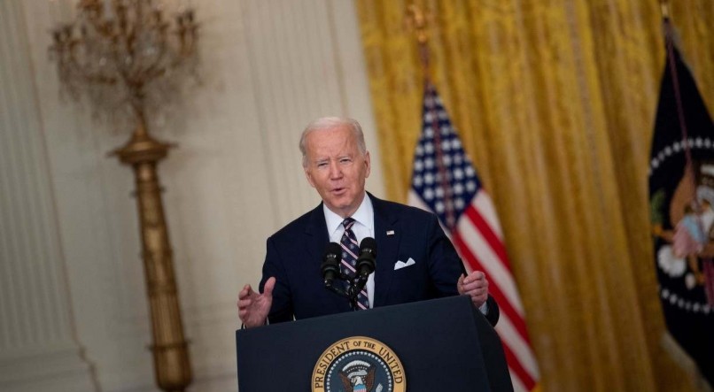 O presidente dos EUA, Joe Biden, em pronunciamento na Casa Branca