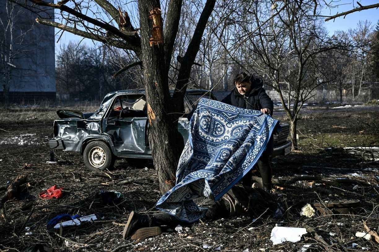Cidadão ucraniano desabrigado em meio ao conflito