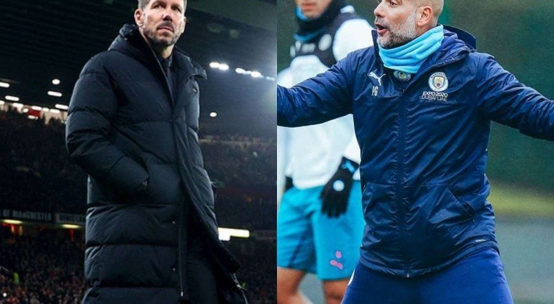 Simeone (E) e Guardiola (D) possuem estilos diferentes taticamente no futebol