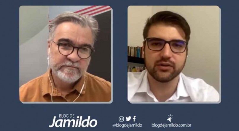 O editor Jamildo Melo conversa com Rodolfo Costa Pinto, coordenador do PoderData