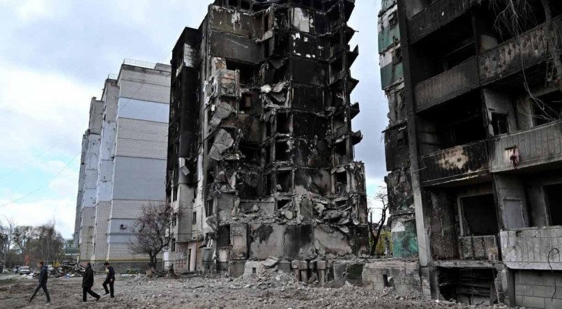 Destruição em Borodianka, na Ucrânia