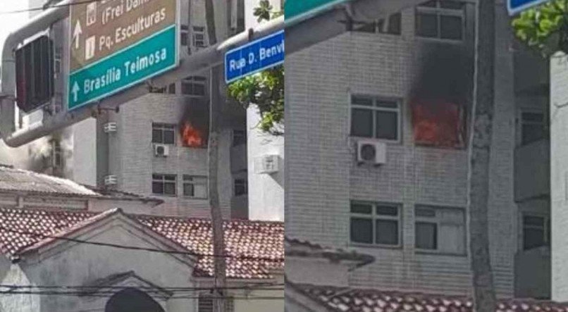 Fogo chamou a atenção de quem passou pela Avenida Boa Viagem