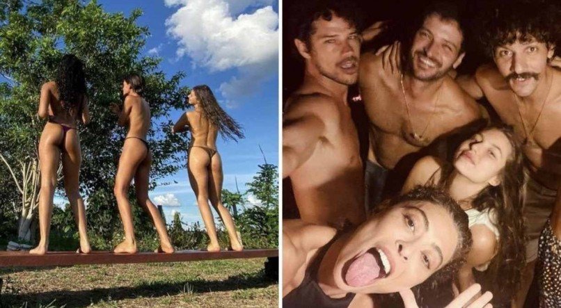 O elenco de 'Pantanal' parece estar no clima bom nos bastidores da gravação