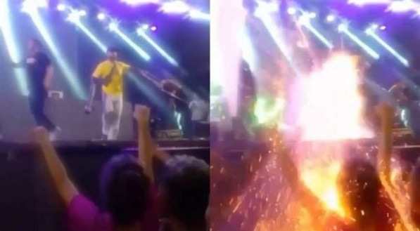 Felipe Amorim solta fogos de cima do palco