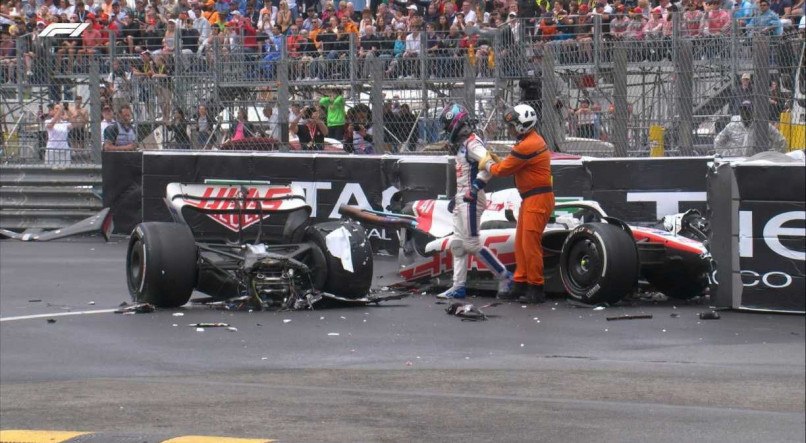 Carro de Mick Schumacher partiu ao meio no GP de Mônaco da Formula 1
