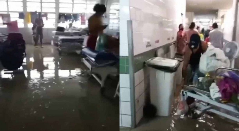 Vídeos compartilhados pelas redes sociais mostram litros de água caindo pelo teto