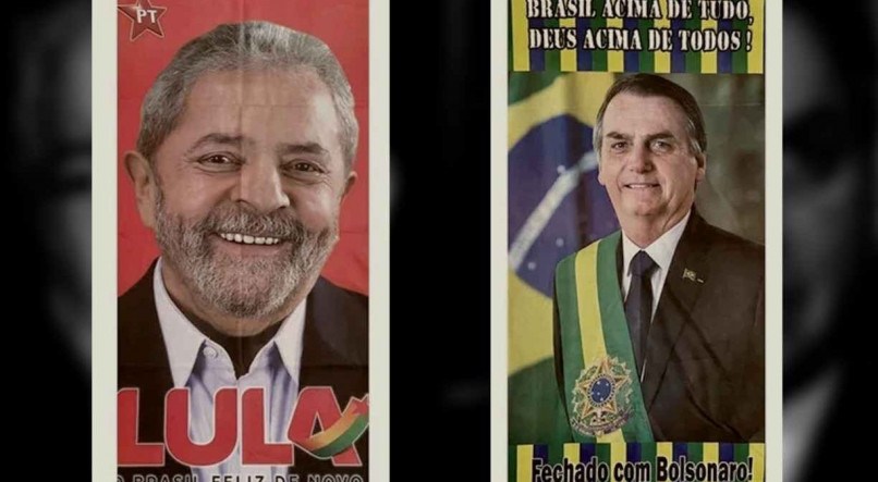 Toalhas dos dois principais candidatos &agrave; presid&ecirc;ncia, Lula (PT) e Bolsonaro (PL). Pesquisa mostra em quais grupos de renda os candidatos v&atilde;o melhor