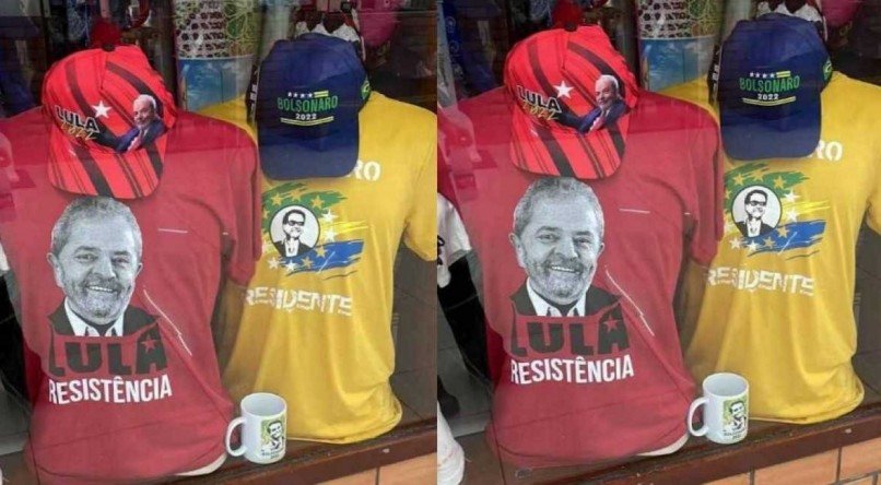 No caminho para Gravatá, em Pernambuco, é possível comprar itens com estampas de apoio a Bolsonaro e a Lula