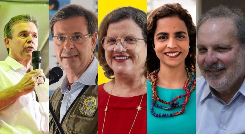 Mosaico com imagens dos pré-candidatos e nomes cotados ao Senado nas eleições de 2022 em Pernambuco