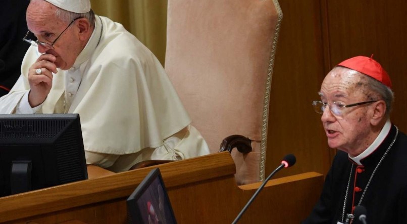 Papa Francisco e Cláudio Hummes durante o Sínodo para a Amazônia
