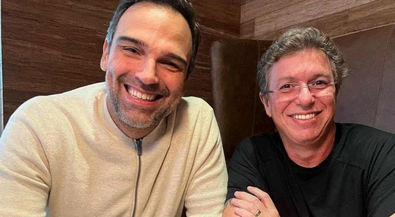 Tadeu Schmidt e Boninho, apresentador e diretor do BBB, respectivamente