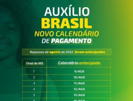 Calendário Auxílio Brasil agosto 2022
