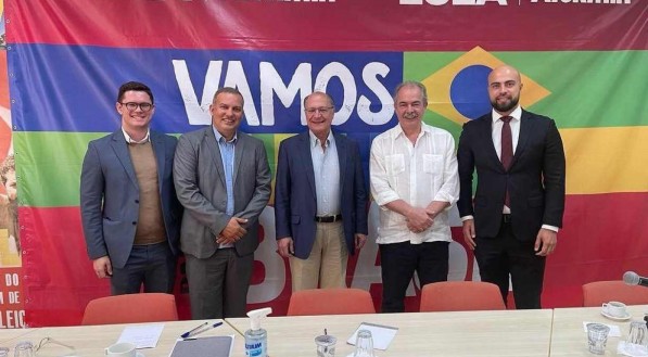 Eurípedes Júnior e nova cúpula do PROS, em reunião com Geraldo Alckmin (PSB) em São Paulo