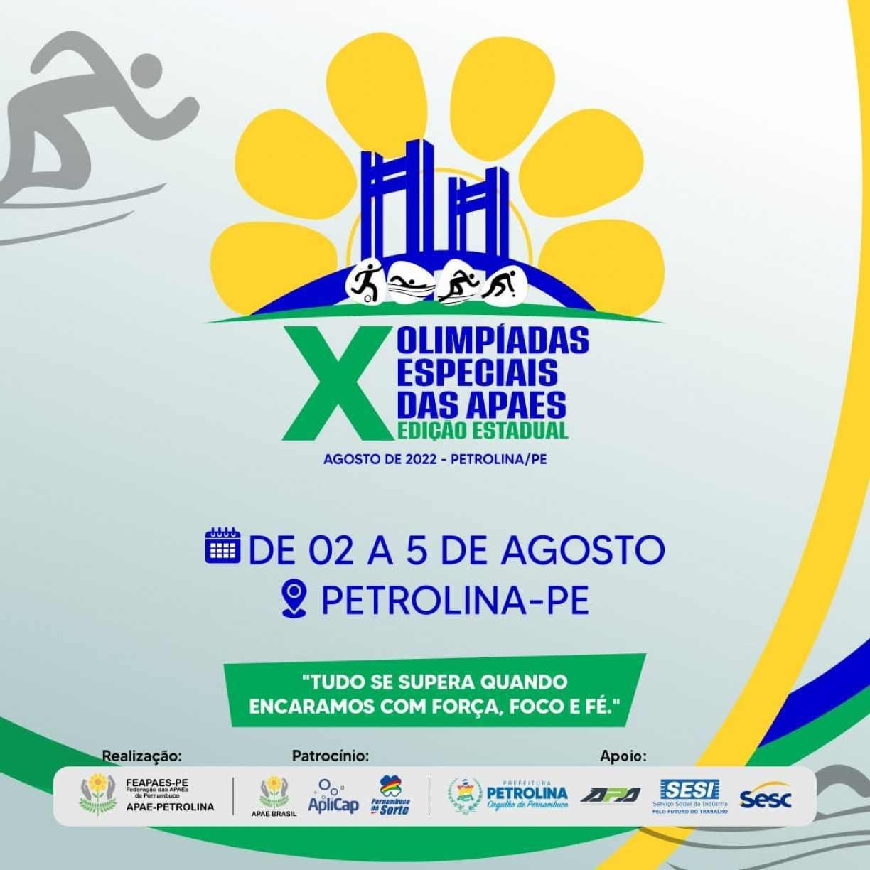 Etapa Estadual das Olimpíadas das Apaes de Pernambuco é realizada entre os dias 02 e 05 de Agosto