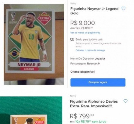 neymar jr gold oro brasil extra sticker legend - Buy Collectible