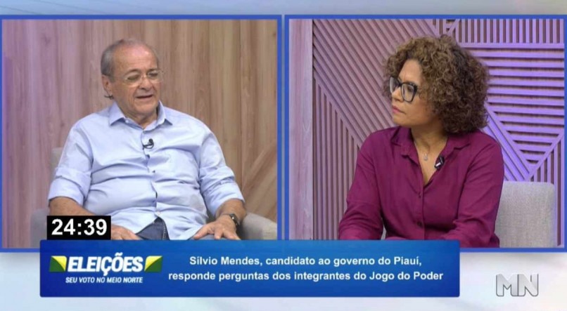 Candidato ao Governo do Piauí, Silvio Mendes respondeu pergunta da jornalista Katya D'Angelles