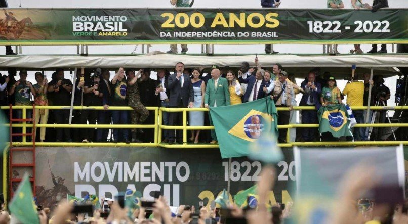 Bolsonaro durante discurso após desfile do 7 de setembro em Brasília 