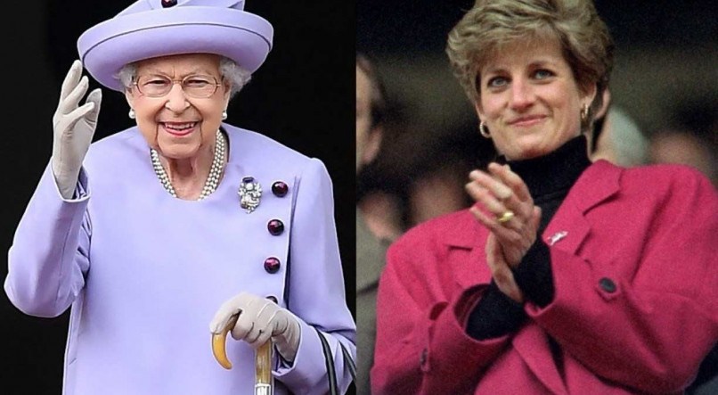 Rainha Elizabeth e princesa Diana