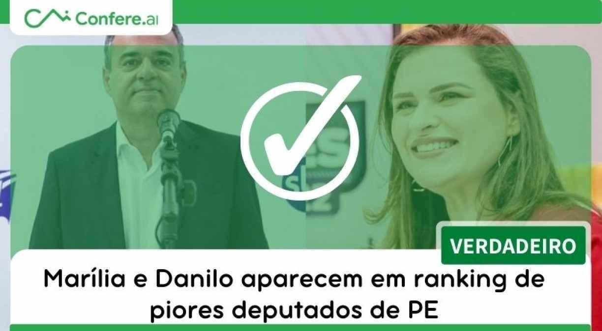 Marília e Danilo aparecem em ranking de piores deputados de PE