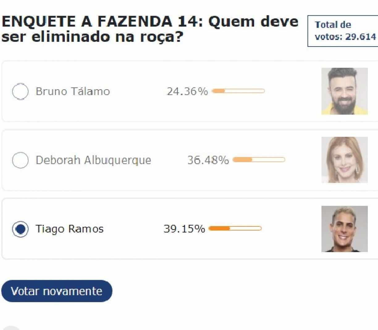 1ª Roça + Votação Enquete A Fazenda 2022 R7: Bruno, Deborah ou Tiago Ramos,  quem fica?
