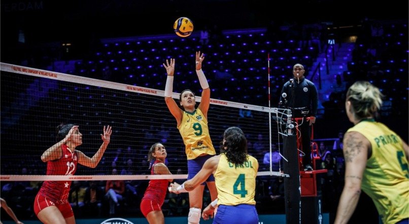 O Brasil venceu Porto Rico no jogo da segunda fase do Mundial de vôlei