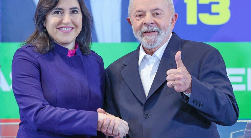 Simone Tebet, ministra do Planejamento e Orçamento, e o presidente Lula