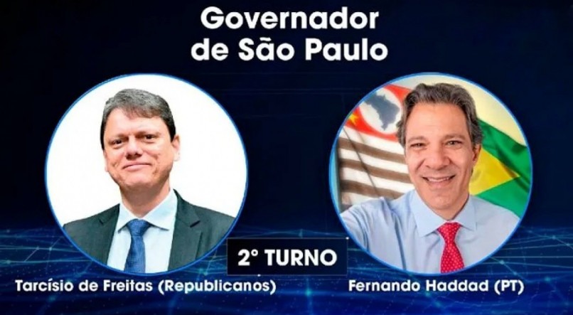 Tarcísio de Freitas (Republicanos) e Fernando Haddad (PT): candidatos disputam o governo de São Paulo no segundo turno das eleições de 2022.