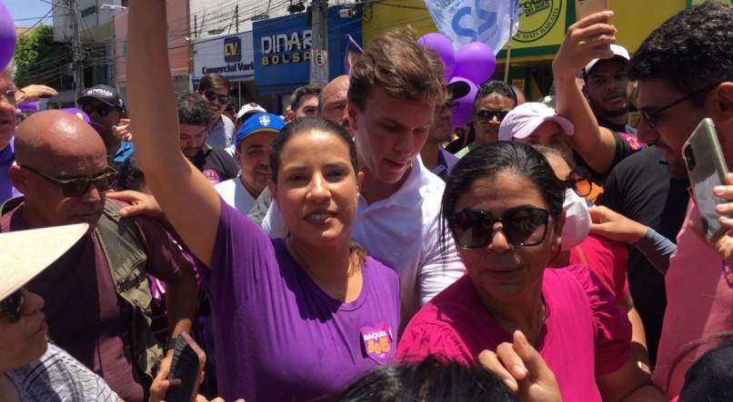 Raquel Lyra participou de caminhada em Petrolina, neste sábado, acompanhada do ex-prefeito Miguel Coelho