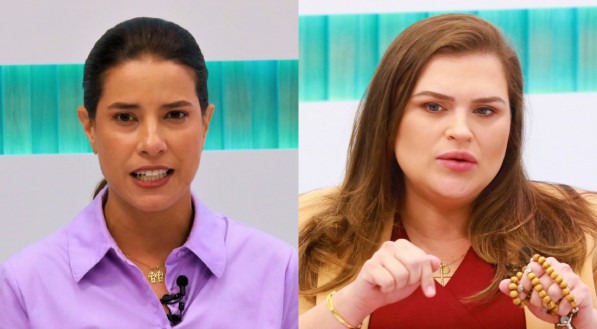 Raquel Lyra (PSDB) e Marilia Arraes (SD) no debate promovido pela TV Jornal com as candidatas ao Governo de Pernambuco