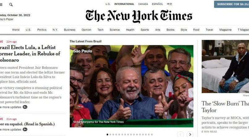 The News York Times repercute vitória de Lula