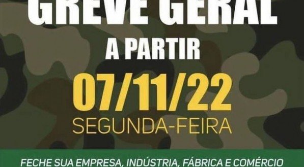 Bolsonaristas convocam greve geral para esta segunda-feira (07)