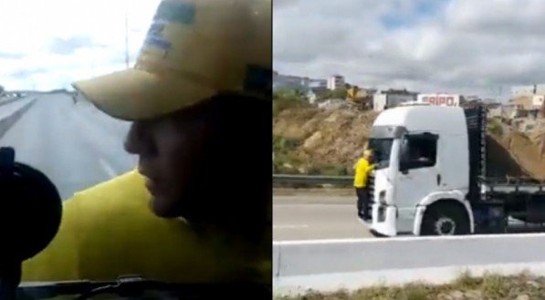 Homem se pendurou em caminhão durante ato golpista