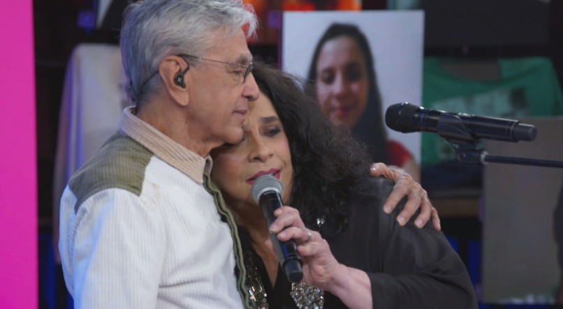 Caetano Veloso e Gal Costa no programa Altas Horas, da TV Globo