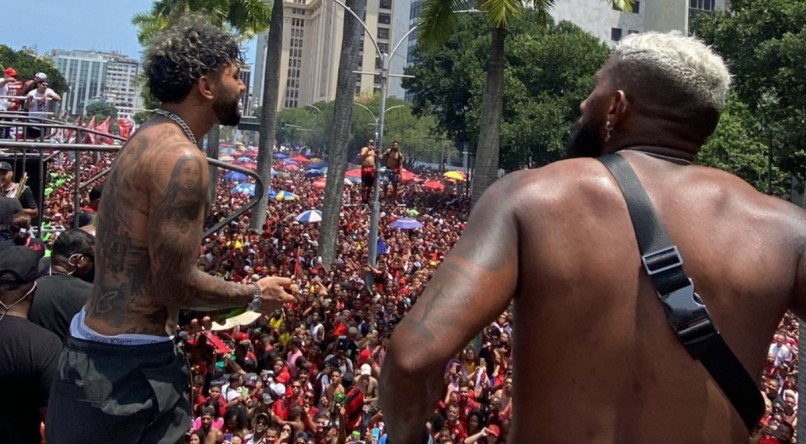 Gabigol durante comemoração do Flamengo no Rio de Janeiro