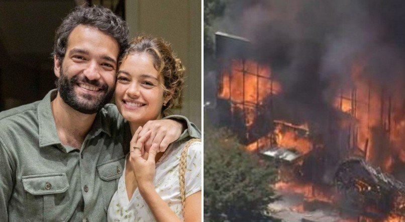 O cenário da novela Todas as Flores pegou fogo nesta sexta-feira (18).
