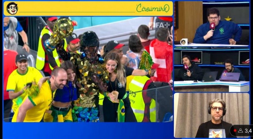 Eduardo Bolsonaro (PL) flagrado durante transmissão do jogo do Brasil contra a Suiça pelo canal de Casimiro