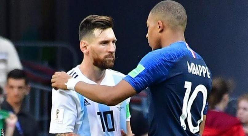 Mbapp&eacute; e Messi se enfrentaram na Copa do Mundo de 2018 e voltam a se enfrentar na final da Copa do Mundo 2022
