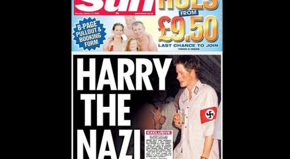 The Sun publicou foto do príncipe Harry vestido de soldado nazista em festa a fantasia em 2005