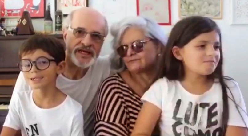 MARCOS CARUSO Ator e Jussara Freire com netos em vídeo