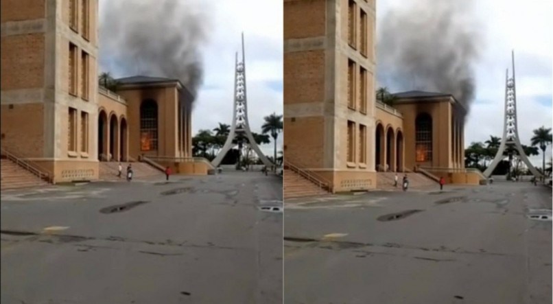 Incêndio atingiu parte da Basílica do Santuário Nacional de Aparecida, no interior de São Paulo