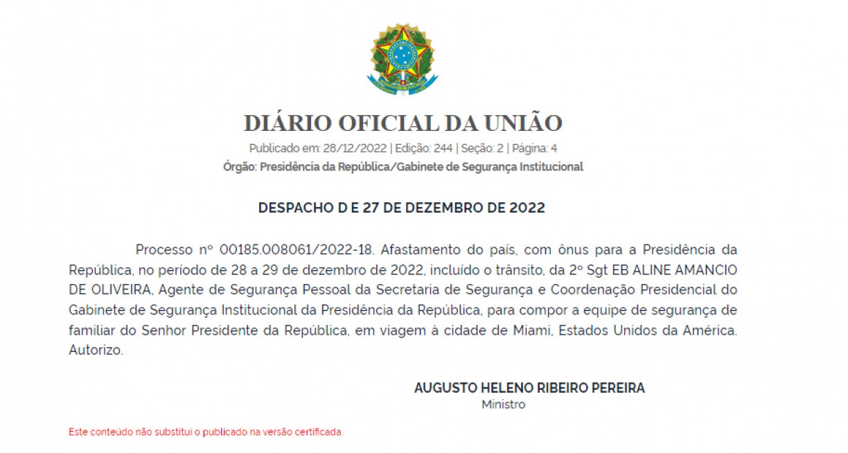 Reprodução/Diário Oficial da União
