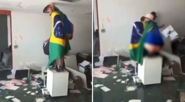 Bolsonarista defeca na sala do STF durante invas&atilde;o em Bras&iacute;lia.