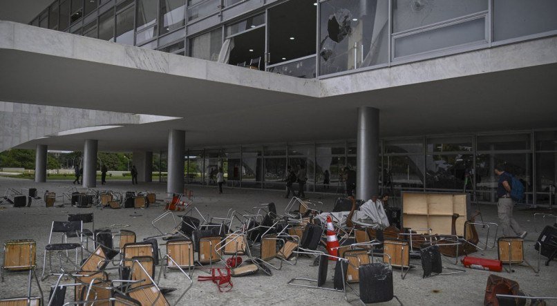 Palácio do Planalto após terrorismo bolsonarista ficou destruído