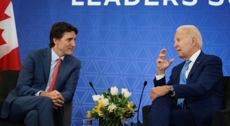  Primeiro-ministro do Canadá, Justin Trudeau, e o presidente dos Estados Unidos, Joe Biden