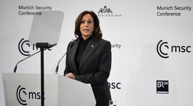 Vice-presidente dos EUA, Kamala Harris, durante conferência em Munique